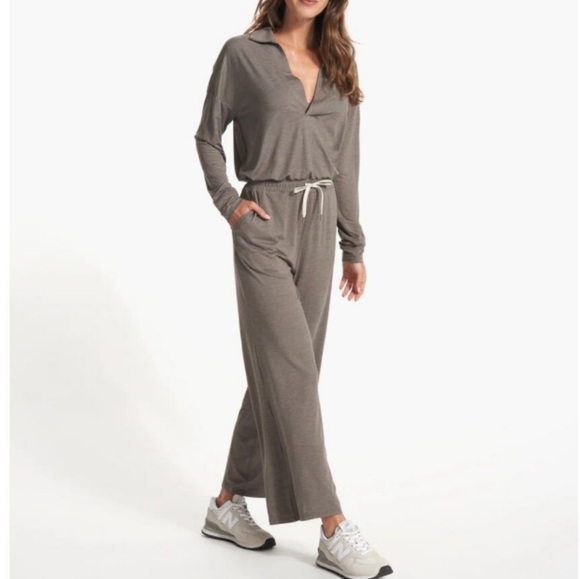 Vuori Pants - Vuori Lux Intentions Wide Leg Jumpsuit Smoke Heather L